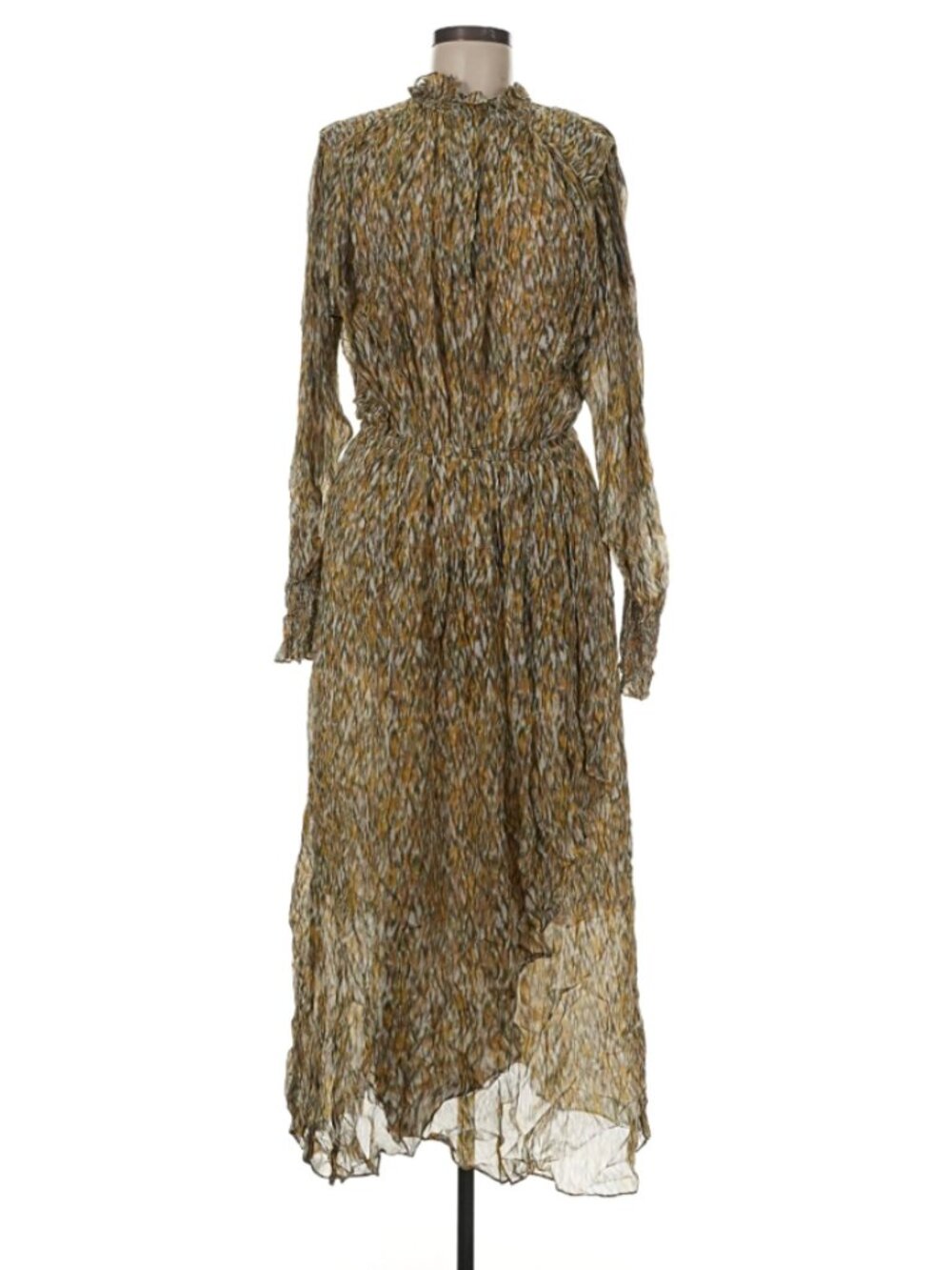 Étoile Isabel Marant Gold Paisley Long Sleeve Midi Dress EU 38 US 6